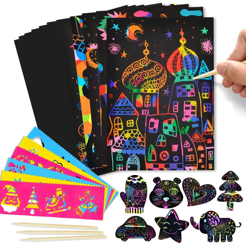 Cool Spaceman Magic Rainbow Color Scratch Art Sheet Sketch Paper